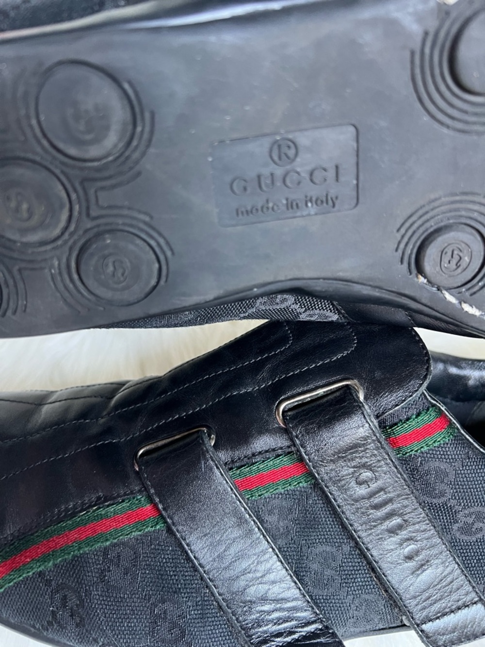 GUCCI Men's Shoes Sz 9.5 G Black Monogram GG Monogram Sneakers Designer Italy - Picture 12 of 17